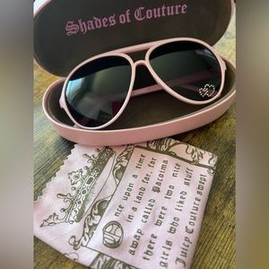 Juicy Couture Shades Of Couture Pink Sunglasses w/Rhinestone Hearts & Pink Case